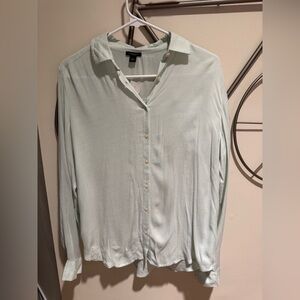 Ann Taylor Mint Green Button-Down Collared Blouse Size S NWT Minimalist